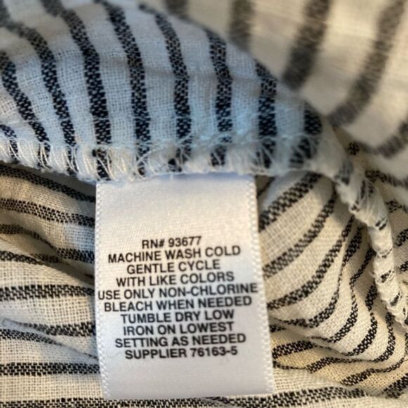 Liz Claiborne linen on or off shoulder blouse w/ tied 3/4 sleeves elastic neck - Picture 9 of 9